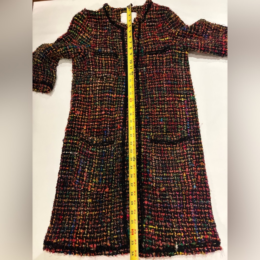 Anthropologie Ett:Twa Tweed Berwyn Rainbow Coat Handmade Frayed Jacket size XS - Picture 9 of 14